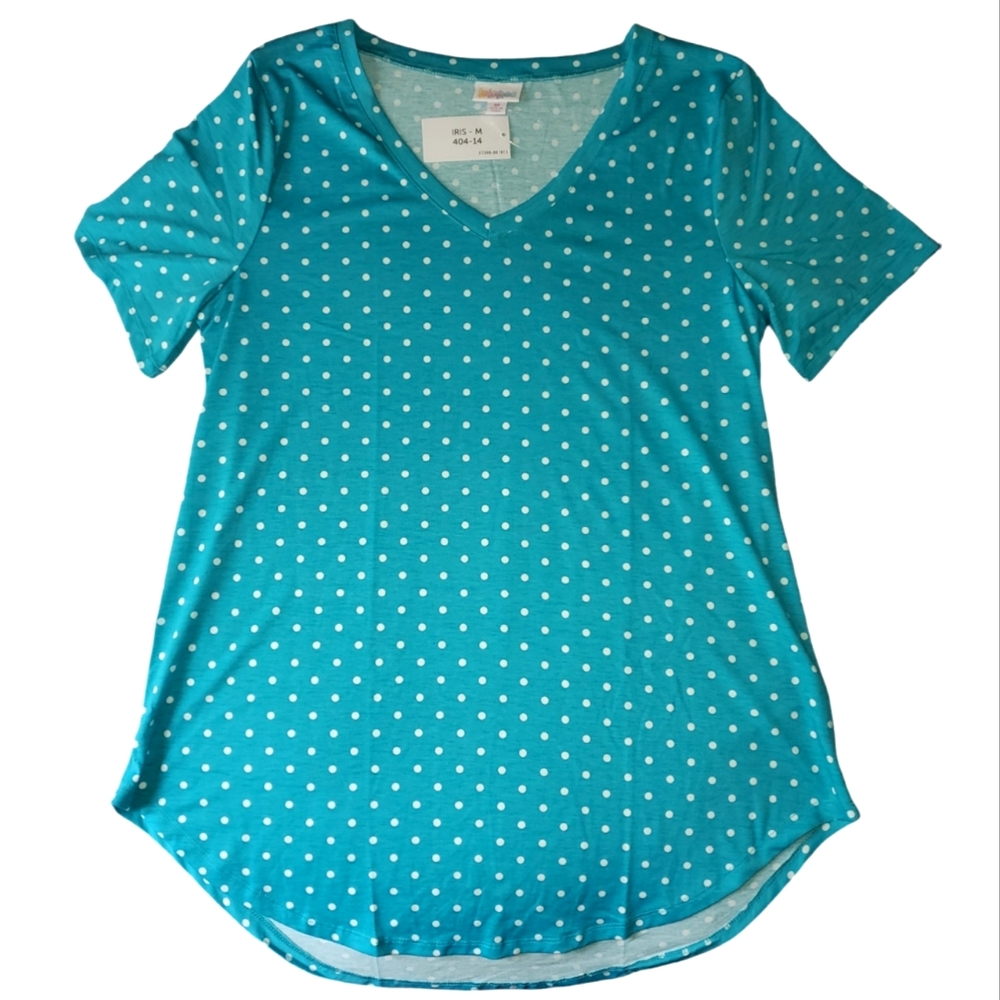 Lularoe Iris Tunic Medium Teal Polka Dot